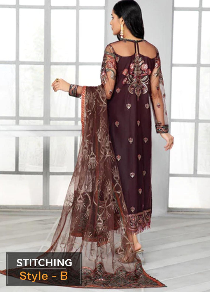 Bahaar by Zarif Embroidered  Suits Unstitched 3 Piece ZB 06 MOCHA - Luxury Collection