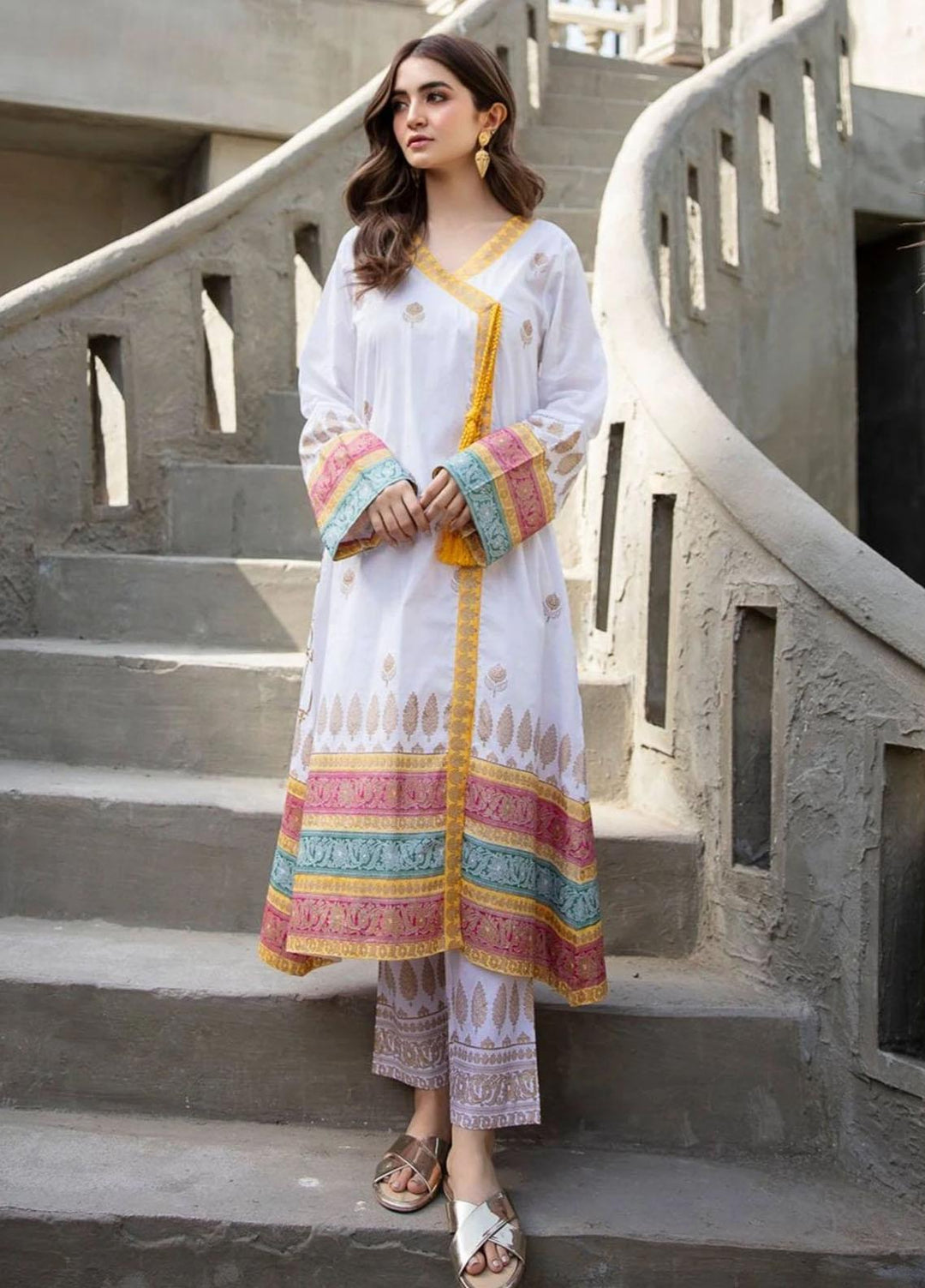 Garnet Clothing Pret Luxury Pret Screen Printed Lawn Frock KOH-E-NOOR