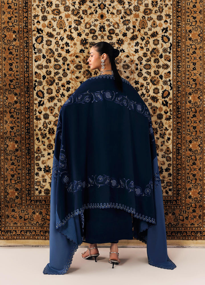 Q line by Qalamkar Unstitched Embroidered Slub Linen 3 Piece Suit QLK26UQL Seran QLW-10 - Winter Collection