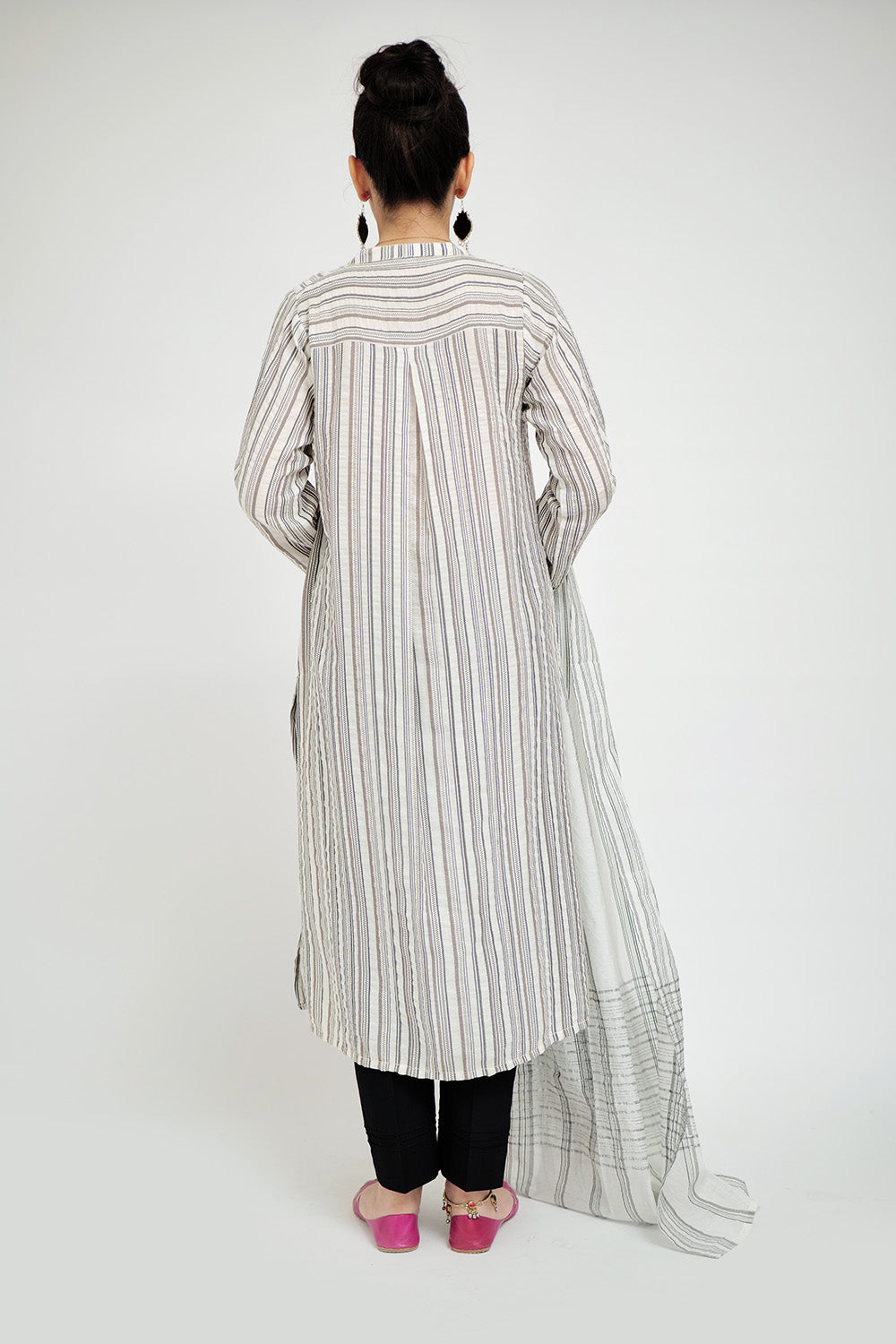 Senorita Women RTW Women Embroidered White and Black Casual plus 3 Piece Suit Cotton Jacquard LBD-02664 - Summer Collection