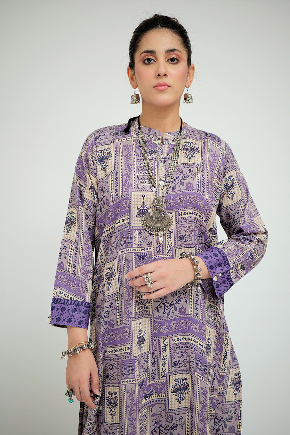 Senorita Women RTW Women Purple and Multicolor Casual 2 Piece Suit Cotton Lawn Printed LAC-02684 - Summer Collection
