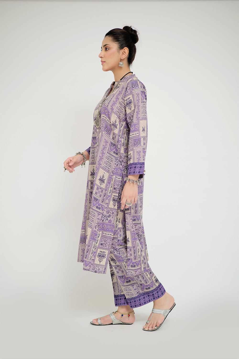 Senorita Women RTW Women Purple and Multicolor Casual 2 Piece Suit Cotton Lawn Printed LAC-02684 - Summer Collection