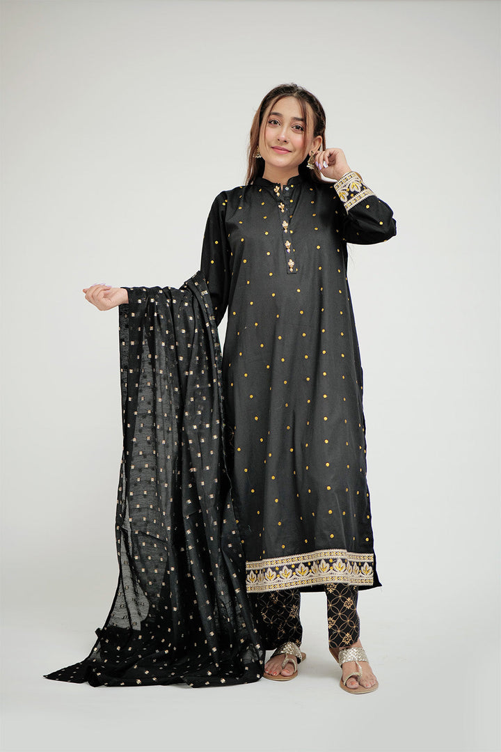 Senorita Women RTW Women Printed Black Casual 3 Piece Suit Cotton Cambric LAD-02660 - Summer Collection