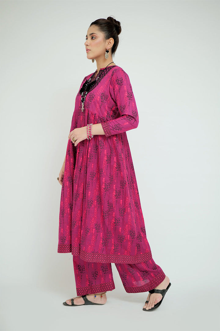 Senorita Women RTW Women Magenta and Multicolor Casual 2 Piece Suit Cotton Lawn Printed LAC-02690 - Summer Collection
