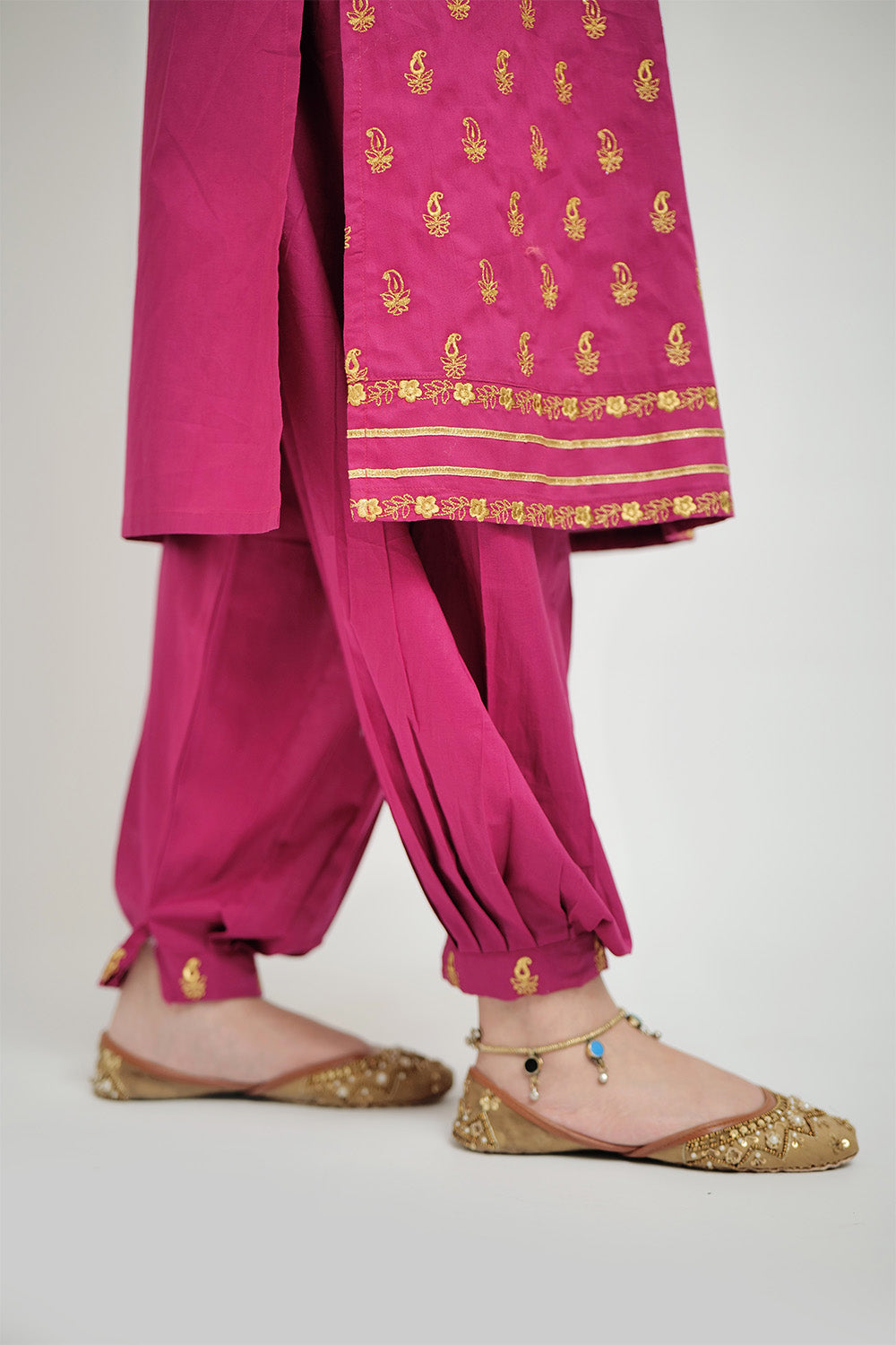 Senorita Women RTW Women Printed Magenta Casual 3 Piece Suit Cotton Cambric LAD-02658 - Summer Collection