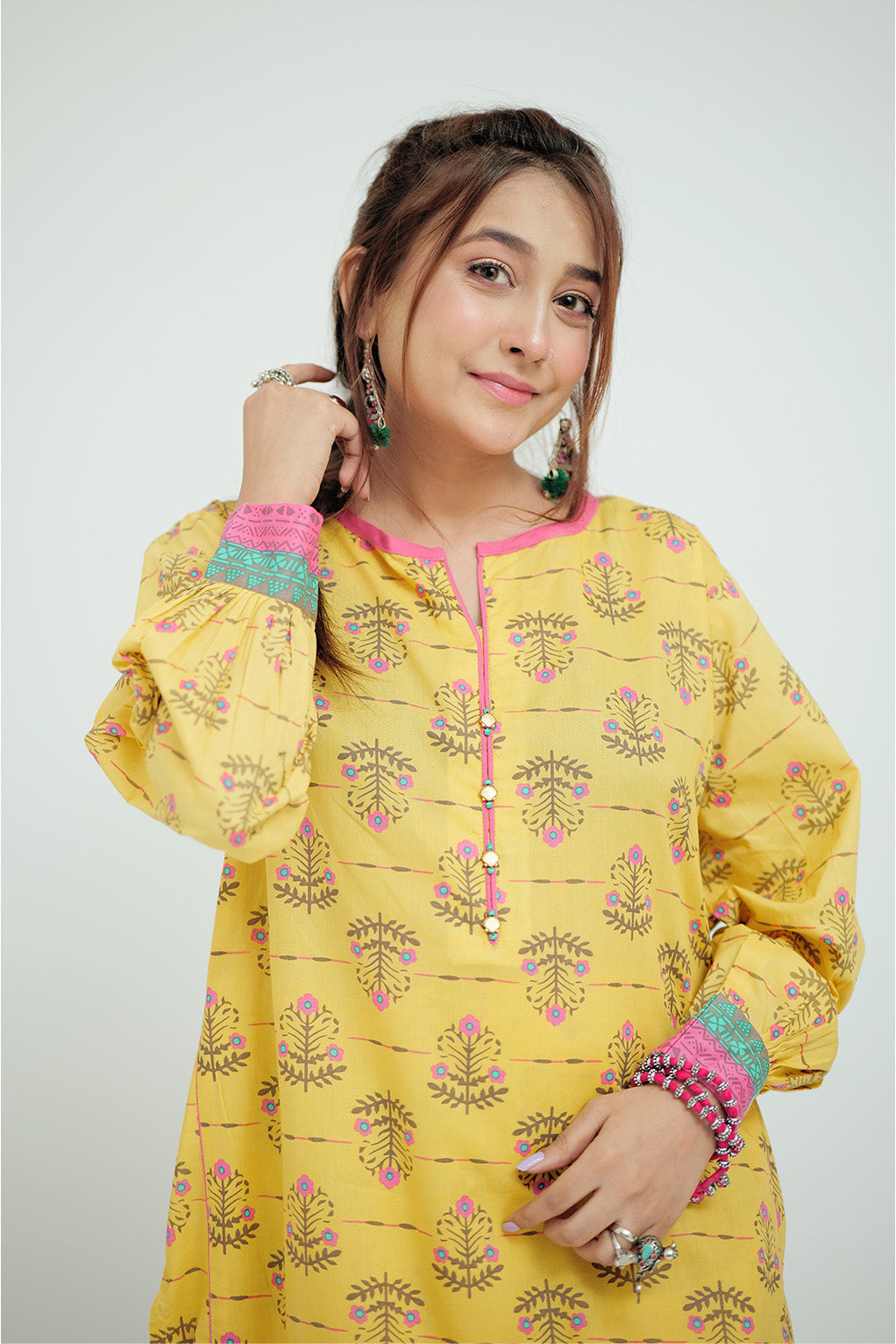 Senorita Women RTW Women Yellow and Multicolor Casual 2 Piece Suit Cotton Lawn Printed LAC-02692 - Summer Collection