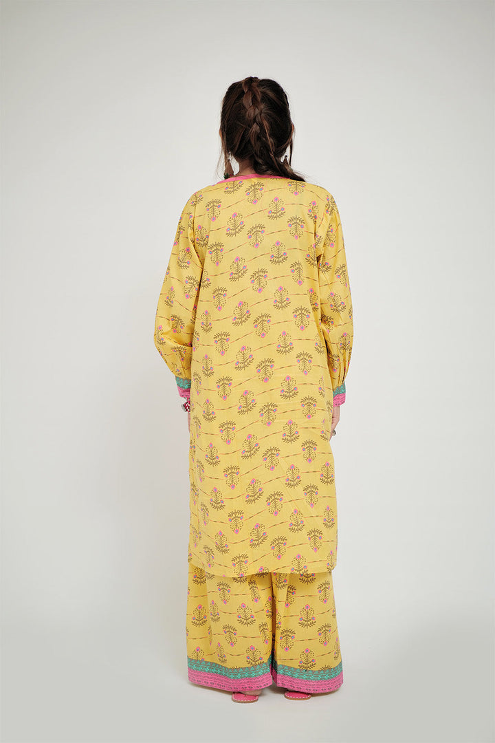 Senorita Women RTW Women Yellow and Multicolor Casual 2 Piece Suit Cotton Lawn Printed LAC-02692 - Summer Collection