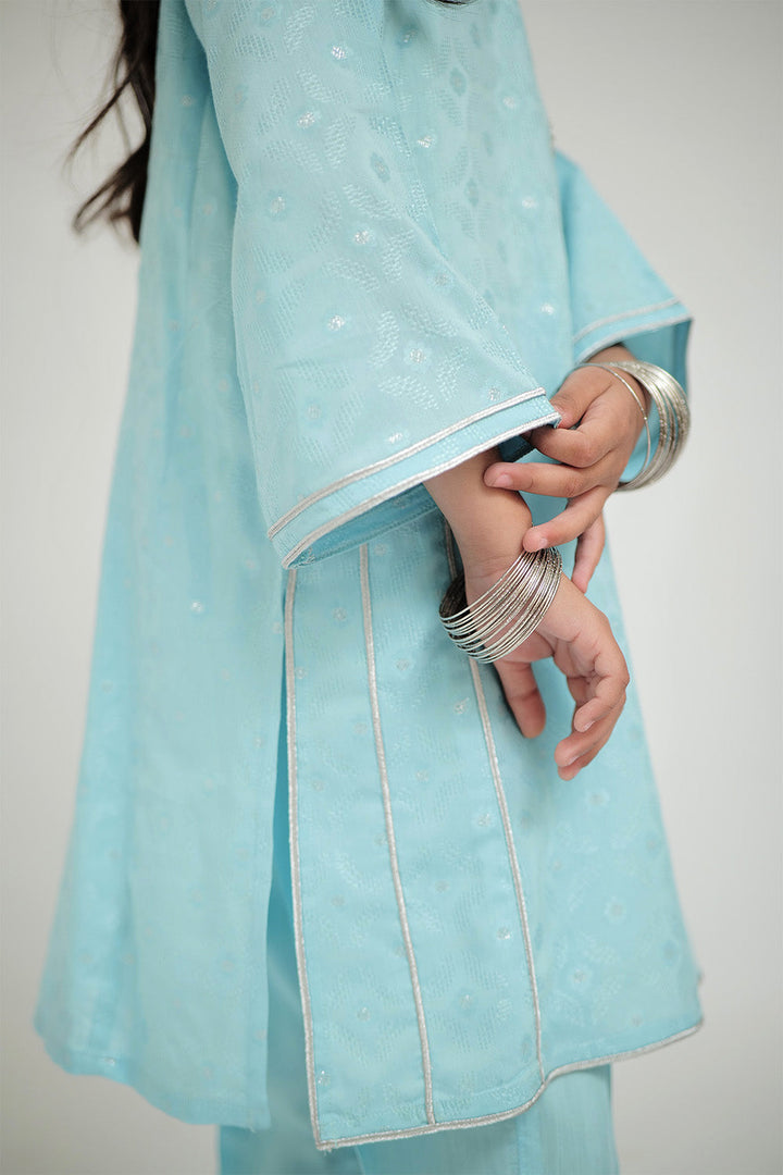 Senorita Kids RTW Farozi and Silver Casual Plus 3 Piece Suit Viscose Jacquard Filament KBD-02667 - Summer Collection