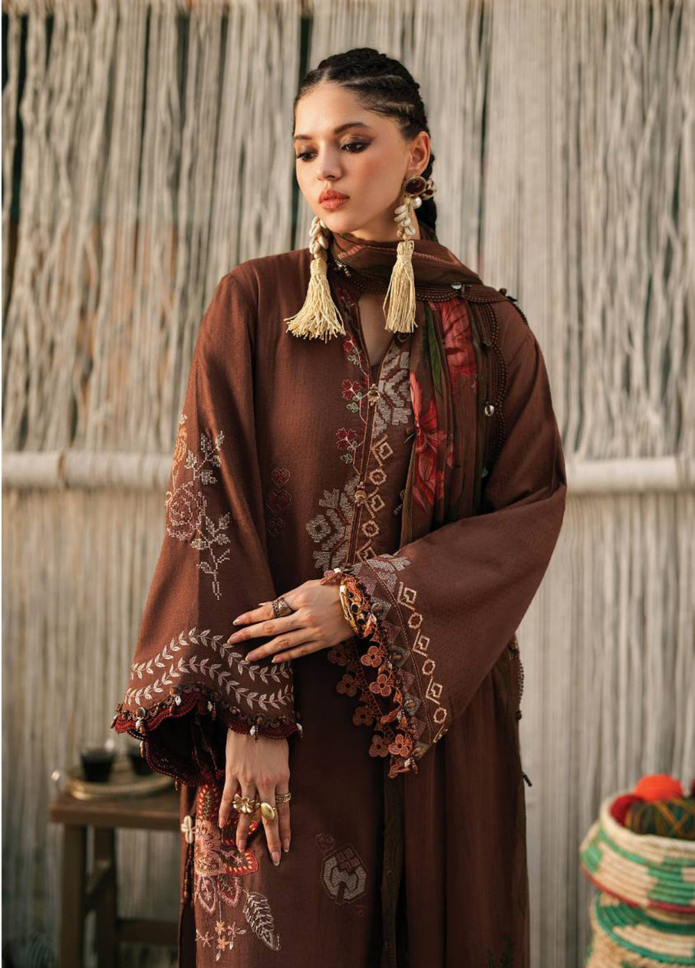 M Prints by Maria B Unstitched Embroidered Dobby Linen 3 Piece Suit MB26UPC 10B - Casual Collection
