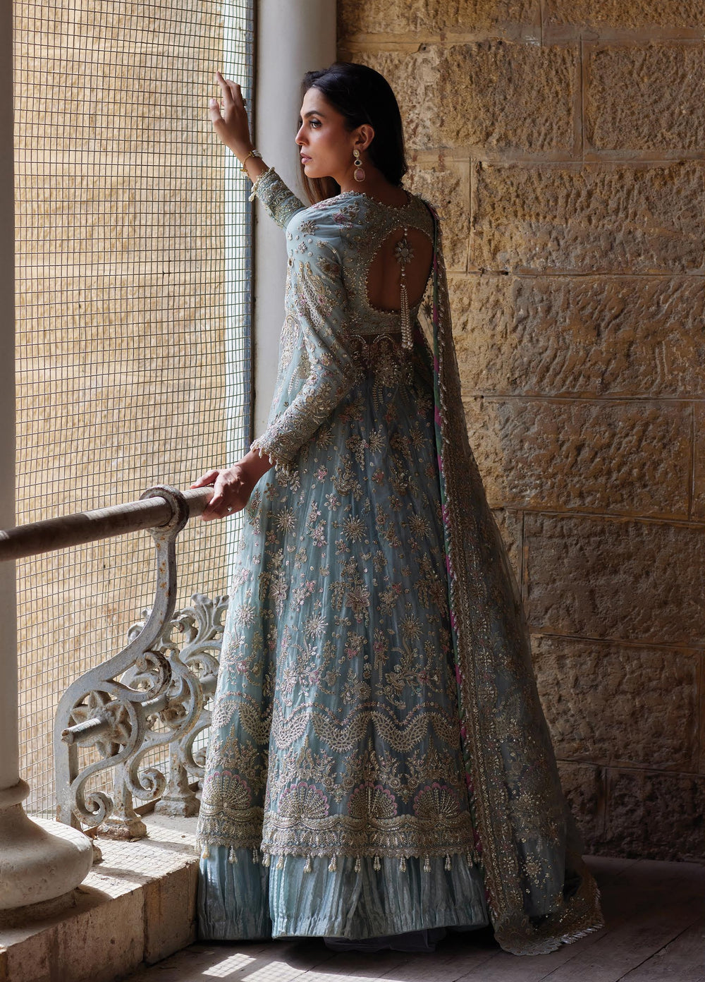 Dastangoi by Afrozeh Unstitched Embroidered Poly Net 3 Piece Suit AF26UDW LAFZ FW01219 - Wedding Collection