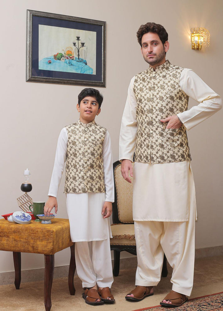 Real Image Cotton Silk Formal Waistcoat for Men -  OW - 012 Brown Gold