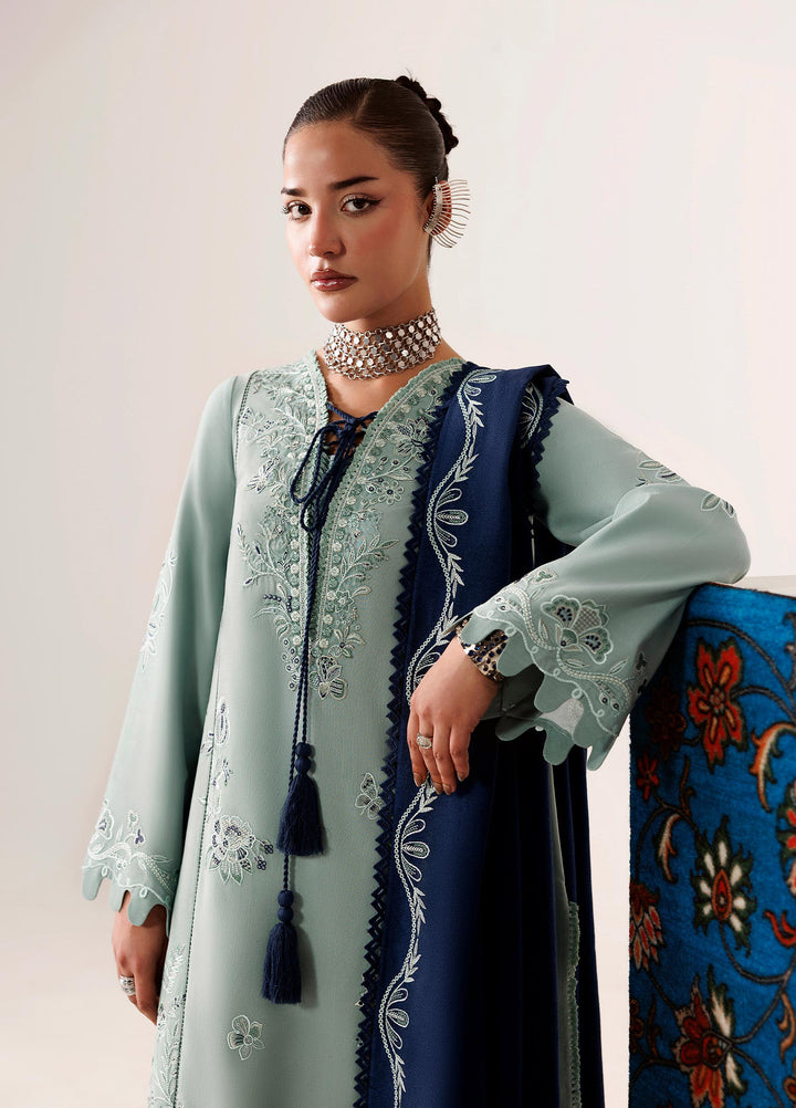 Q line by Qalamkar Unstitched Embroidered Slub Linen 3 Piece Suit QLK26UQL Taliya QLW-11 - Winter Collection