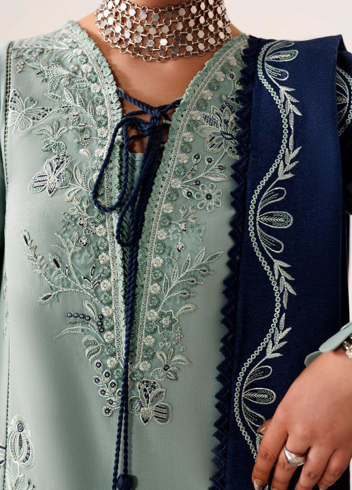 Q line by Qalamkar Unstitched Embroidered Slub Linen 3 Piece Suit QLK26UQL Taliya QLW-11 - Winter Collection