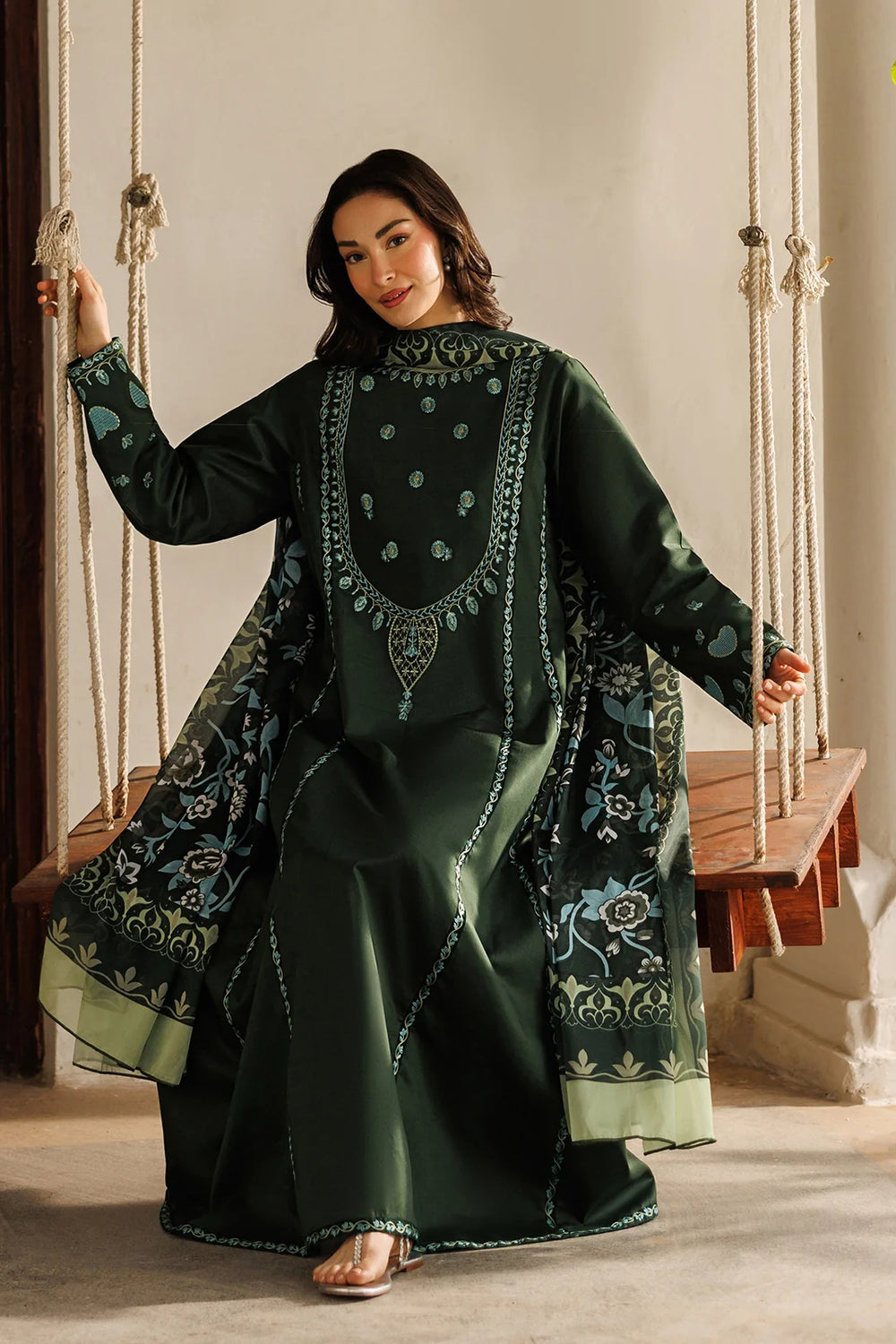 Mistfall Ramadan Edit by Panache Women RTW Embroidered Cotton 3 Piece Vail - Casual Collection