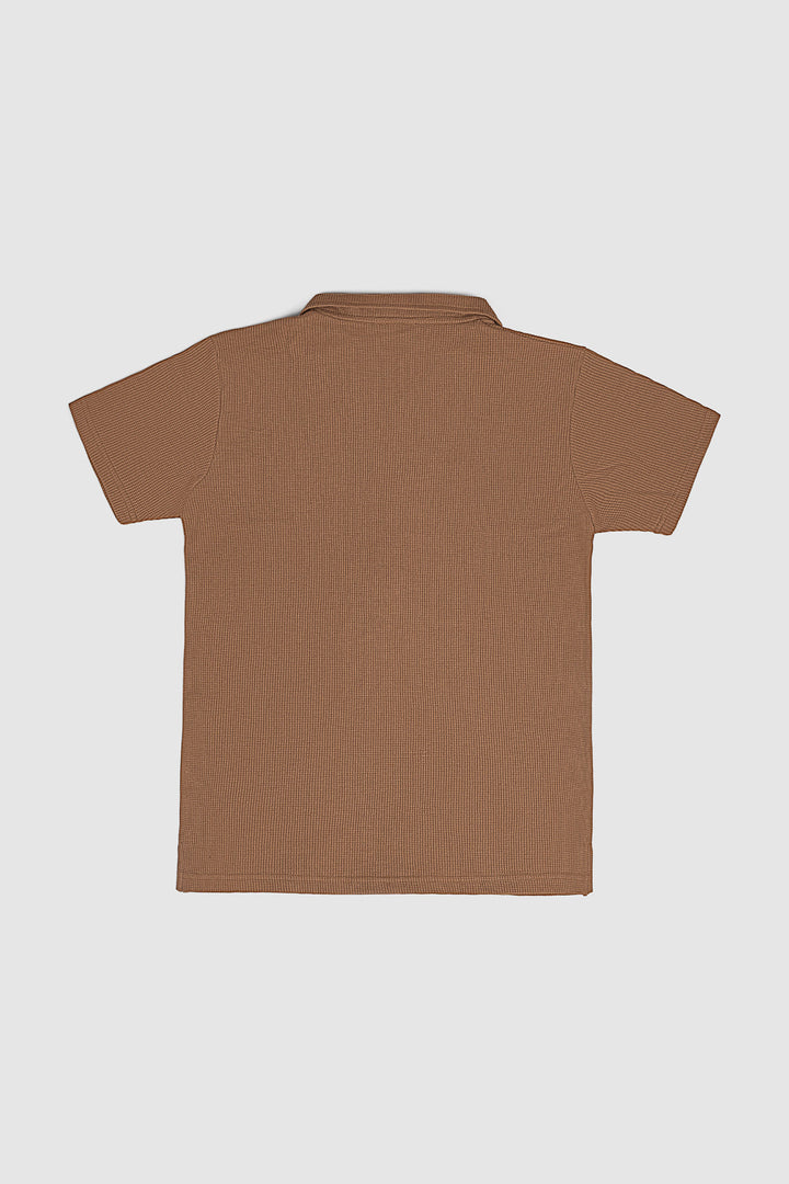 Muraqsh Ready To Wear Solids Cotton Men Camel Waffle Revere Polo ABD-CWRP - Summer Collection