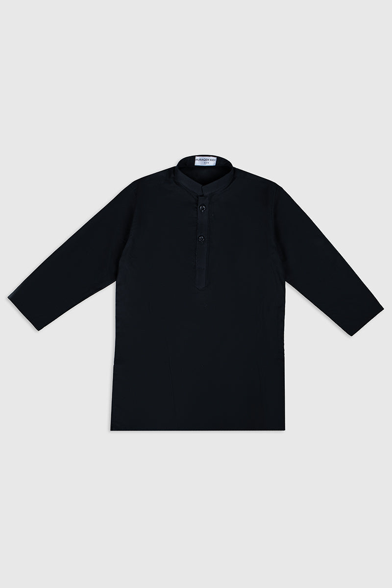 Muraqsh Ready To Wear Solids Cotton Boys Black Kurta Trouser MUR-BSCKT - Summer Collection