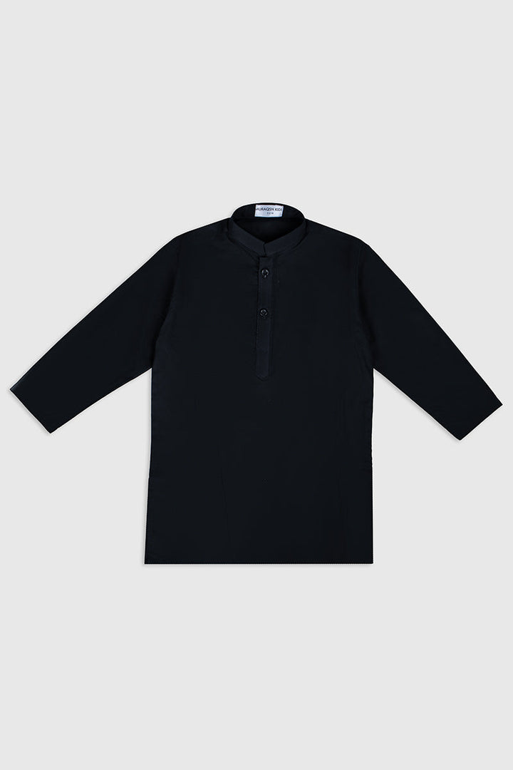 Muraqsh Ready To Wear Solids Cotton Boys Black Kurta Trouser MUR-BSCKT - Summer Collection