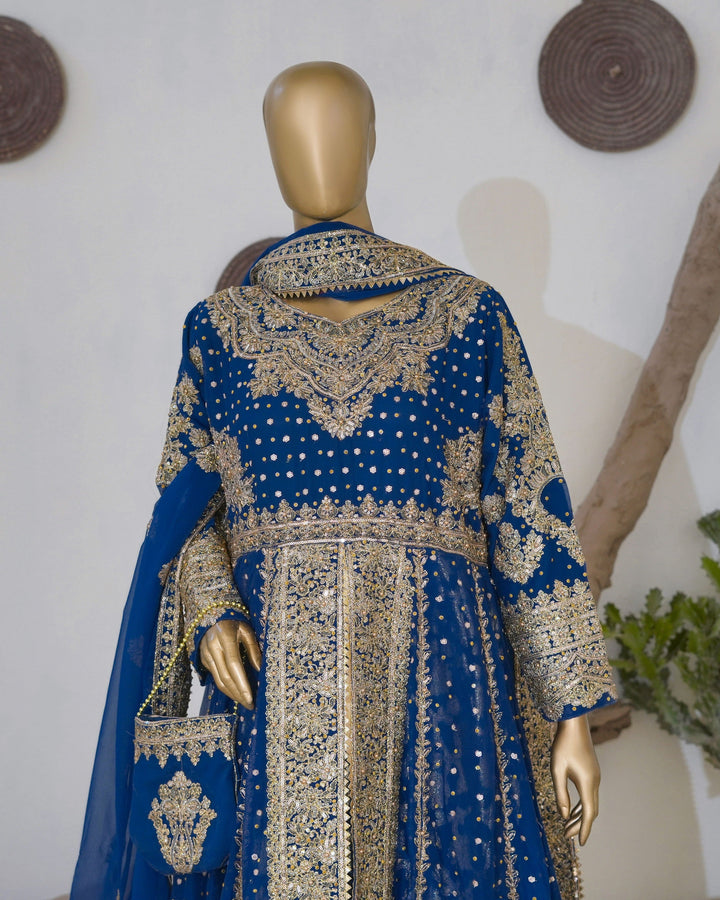 Andaaz by Saira Sultana Women RTW Embroidered Chiffon 4 Piece Suit Muneeha Teal - Wedding Collection