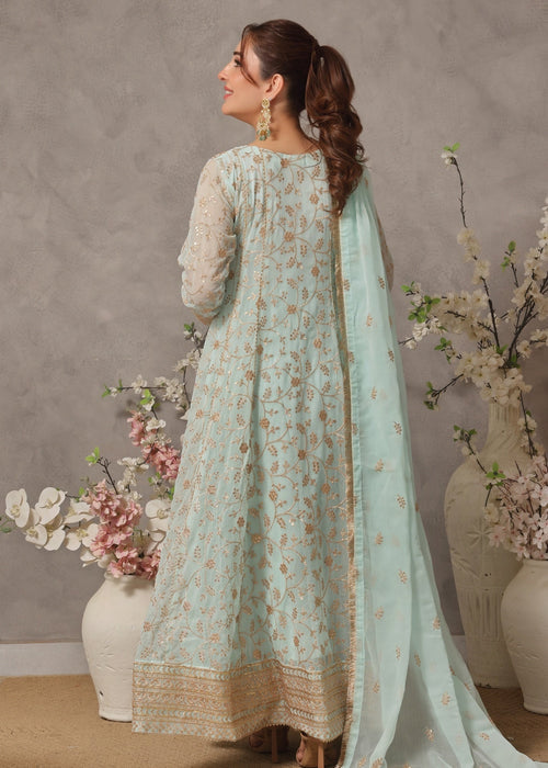 Zardozi Dreams by Abaan Zohan RTW Embroidered chiffon 3 Piece Suit Zar-e-Firdaus Mint Green - Festive Collection