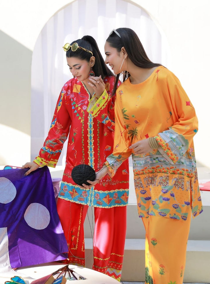 Printnation by Anayra Amal RTW Printed Poly Raw Silk 2 Piece Kite Bloom - Casual Collection