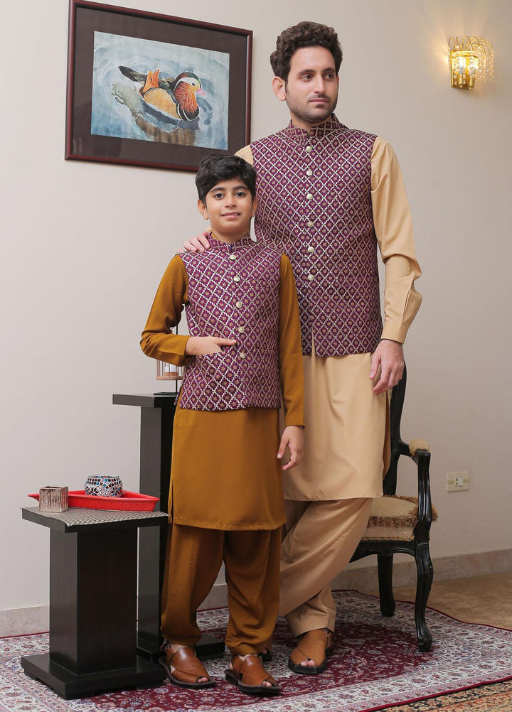 Real Image Raw Silk Formal Waistcoat for Men -  OW - 013 Purple Gold