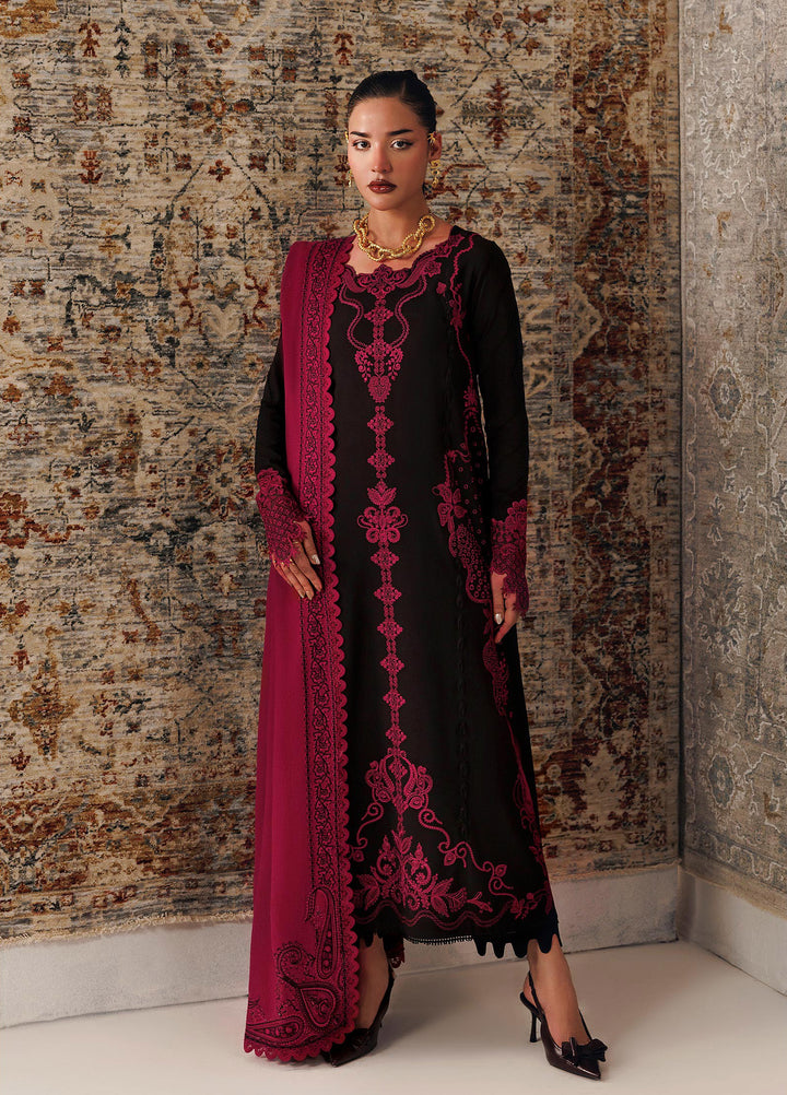 Q line by Qalamkar Unstitched Embroidered Slub Linen 3 Piece Suit QLK26UQL Yani QLW-12 - Winter Collection