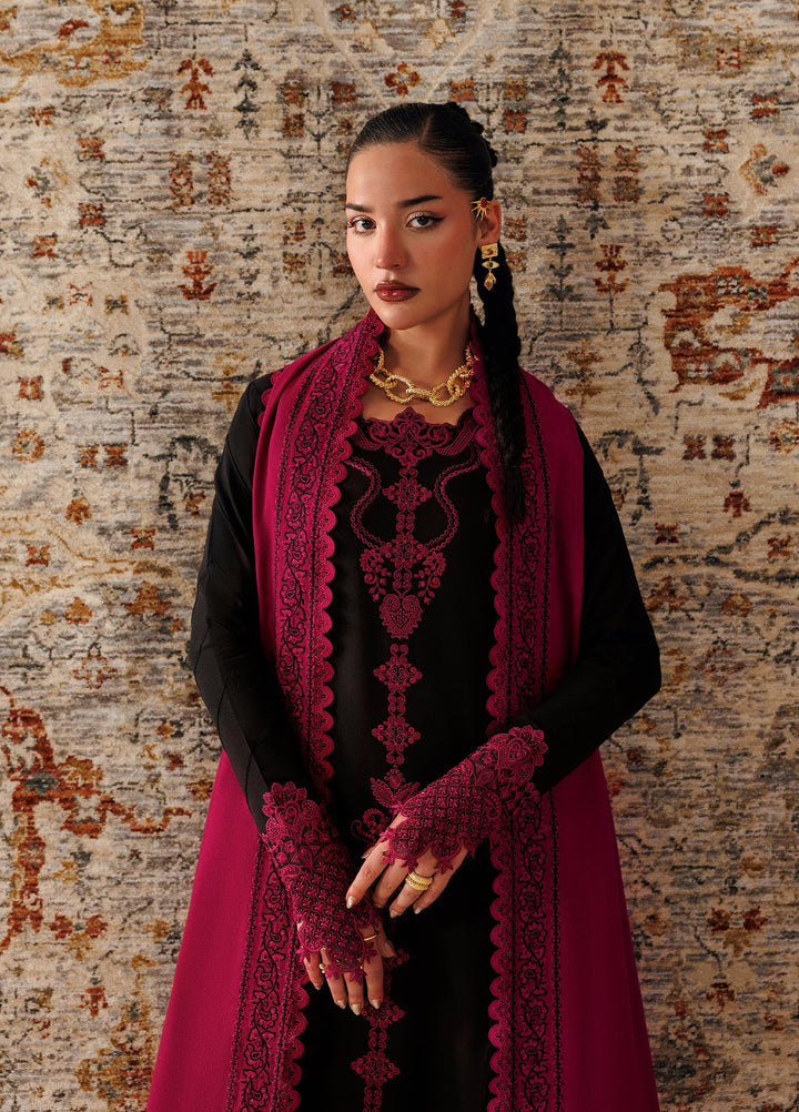 Q line by Qalamkar Unstitched Embroidered Slub Linen 3 Piece Suit QLK26UQL Yani QLW-12 - Winter Collection