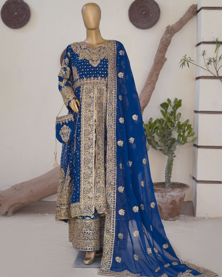 Andaaz by Saira Sultana Women RTW Embroidered Chiffon 4 Piece Suit Muneeha Teal - Wedding Collection