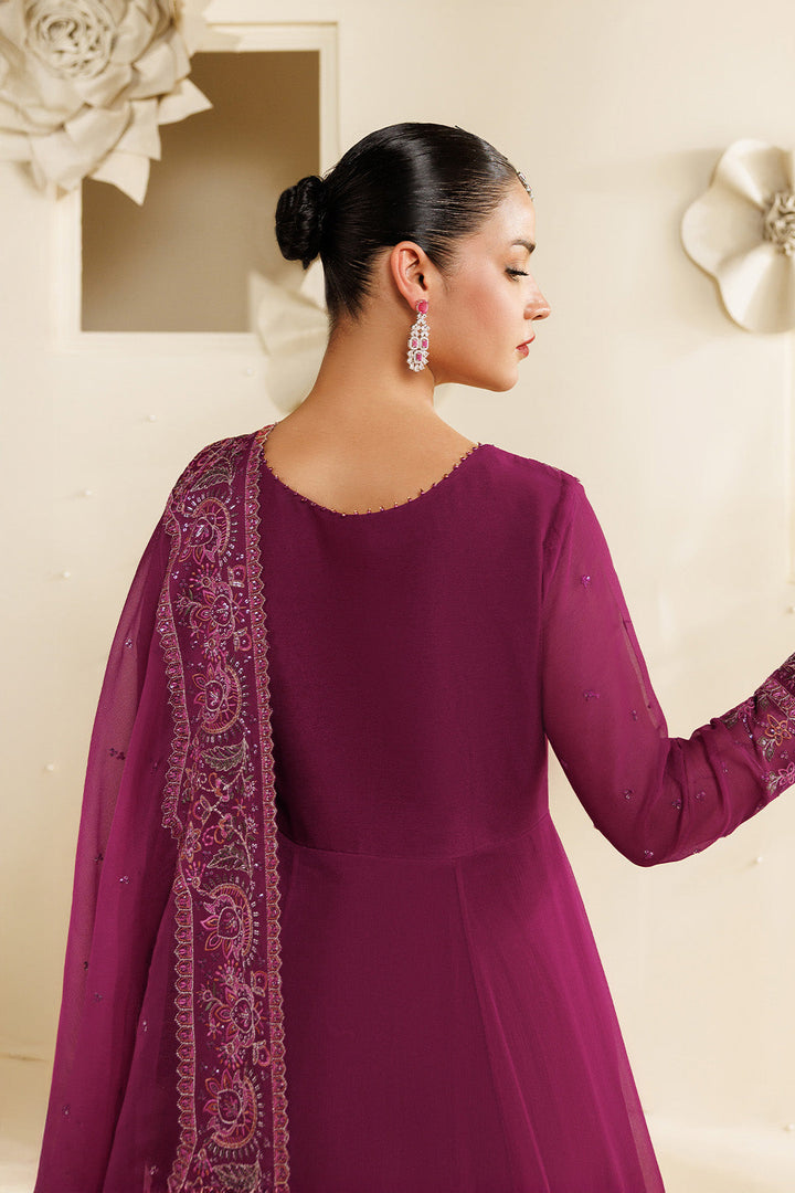 Sireine by Alizeh Fashion Unstitched Embroidered Chiffon 3 Piece Suit AF26UCS AF-CH-2293-RUBYRA - Festive Collection