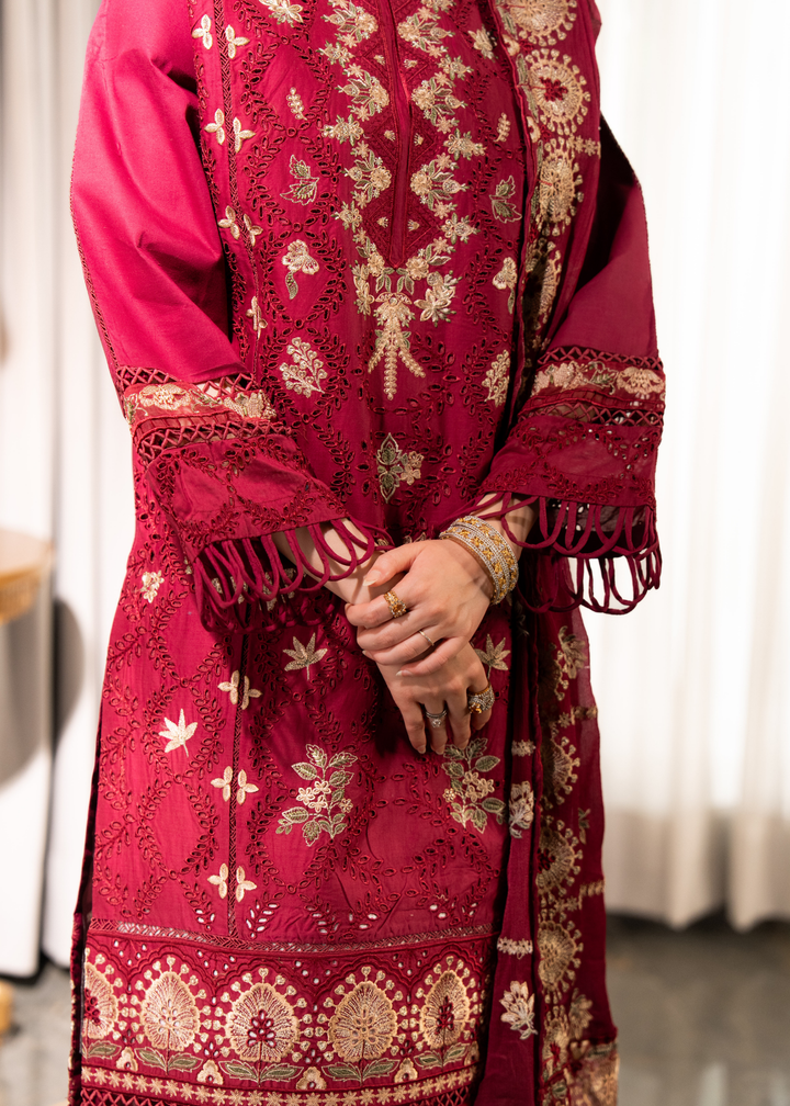 Aria By Meerak RTW Embroidered Lawn 3 Piece Suit Blush Festive Collection
