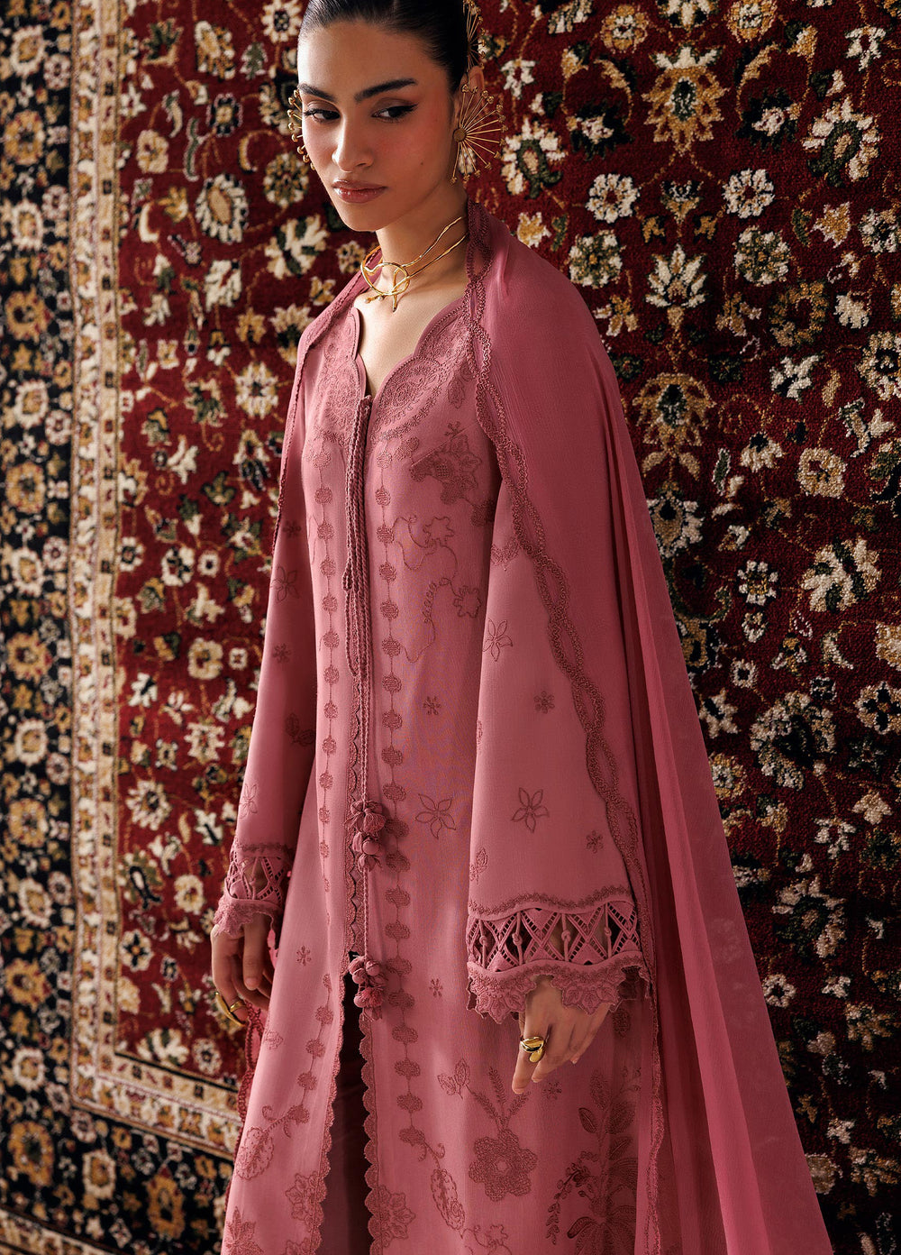 Q line by Qalamkar Unstitched Embroidered Slub Linen 3 Piece Suit QLK26UQL Daniya QLW-13 - Winter Collection