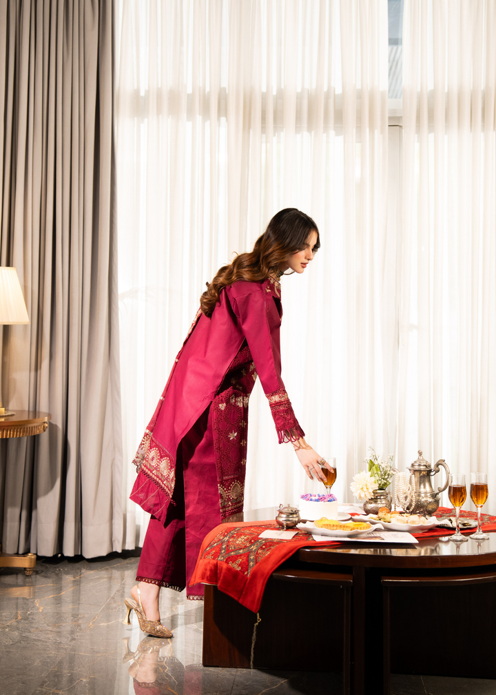 Aria By Meerak RTW Embroidered Lawn 3 Piece Suit Blush Festive Collection