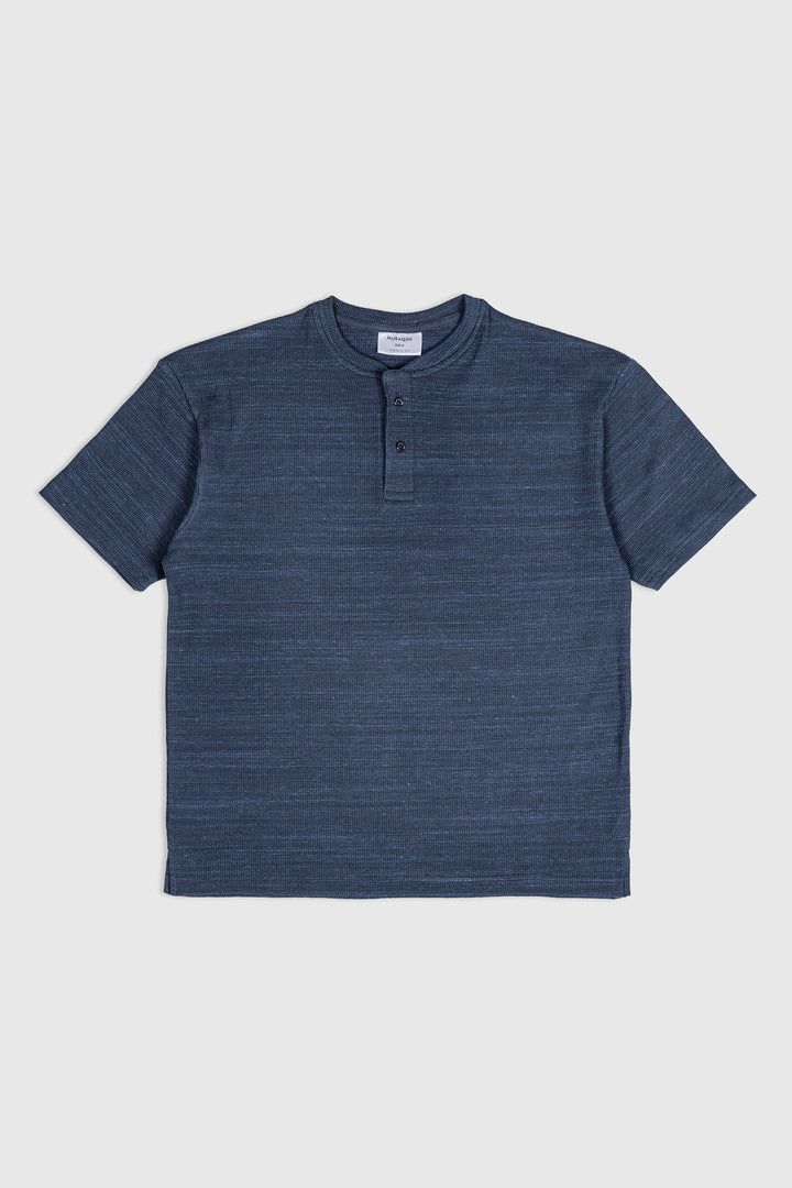 Muraqsh Ready To Wear Solids Waffle Men Spotted Navy Oversized Henley ABDNBWOH - Summer Collection