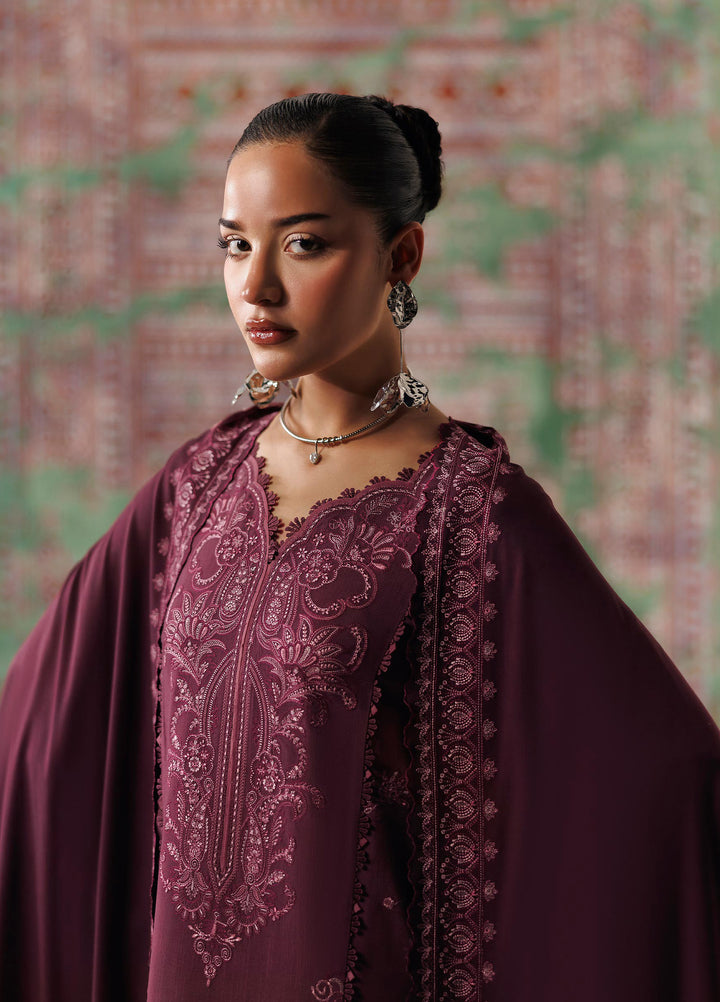Q line by Qalamkar Unstitched Embroidered Slub Linen 3 Piece Suit QLK26UQL Farwa QLW-14 - Winter Collection