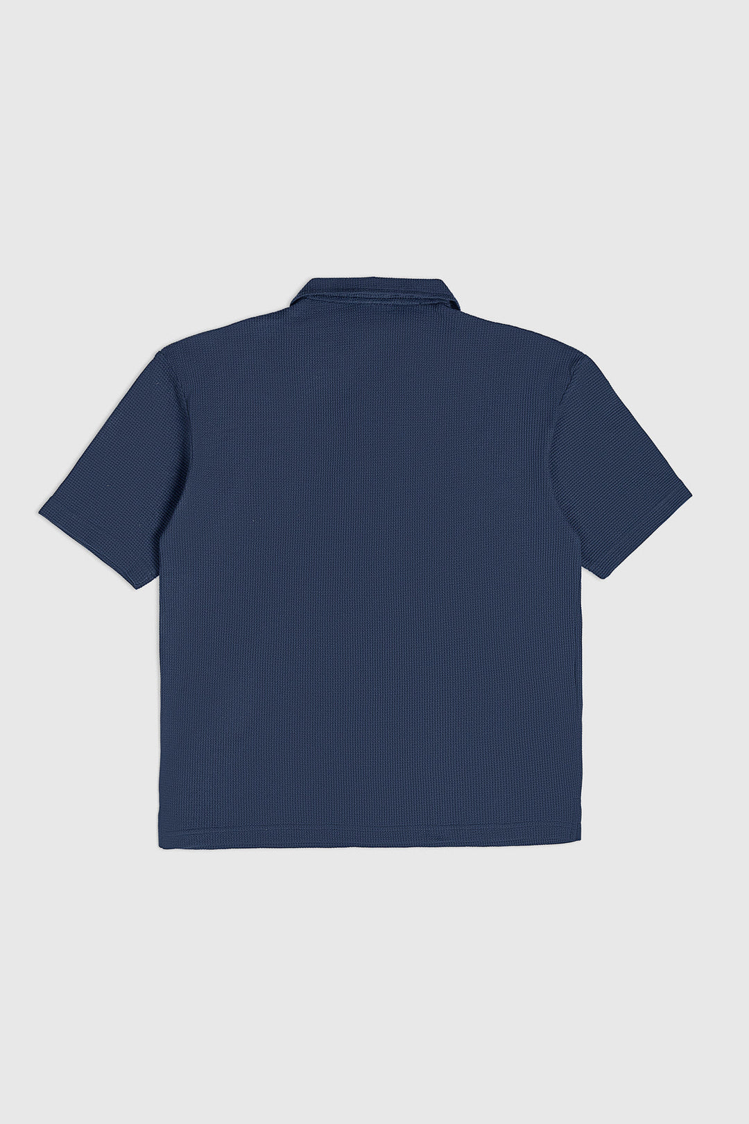 Muraqsh Ready To Wear Solids Waffle Men Deep Blue Oversized Zipper Polo ABD-DBOZP - Summer Collection