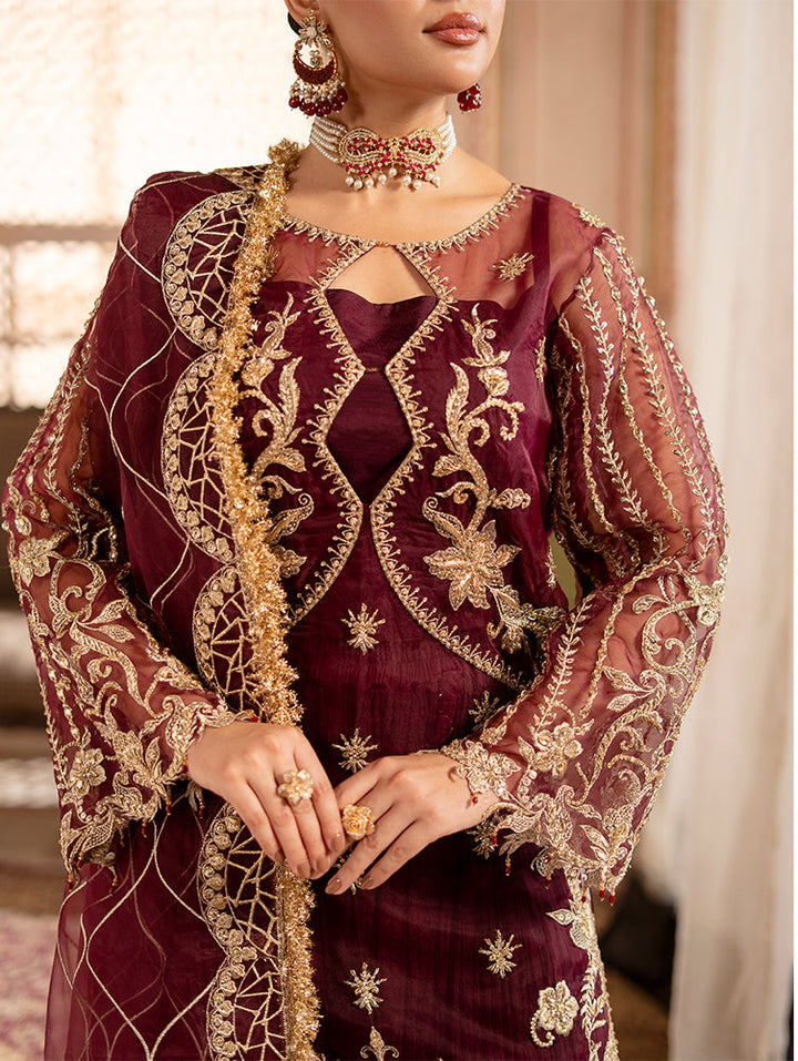 Zebtan Women Unstitched Embroidered Organza 3 Piece Suit RZ-03 Festive Collection