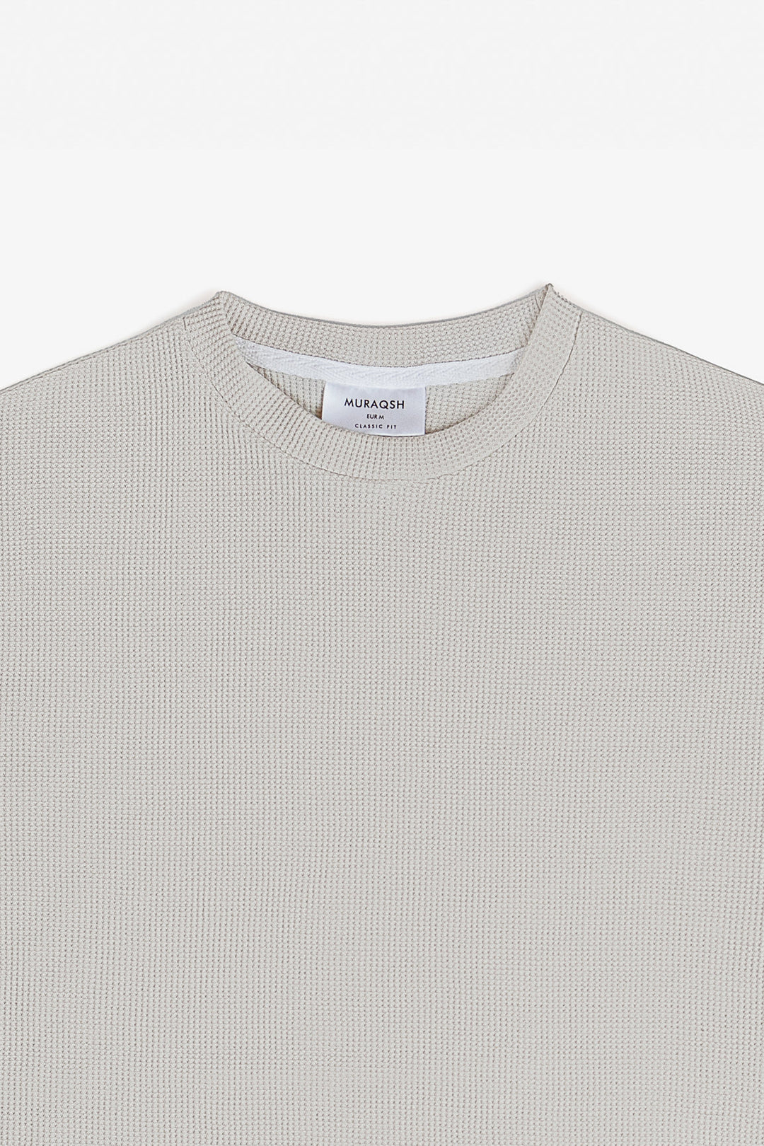 Muraqsh Ready To Wear Solids Waffle Men Ash White Oversized T-Shirt ABD-AWWOT - Summer Collection