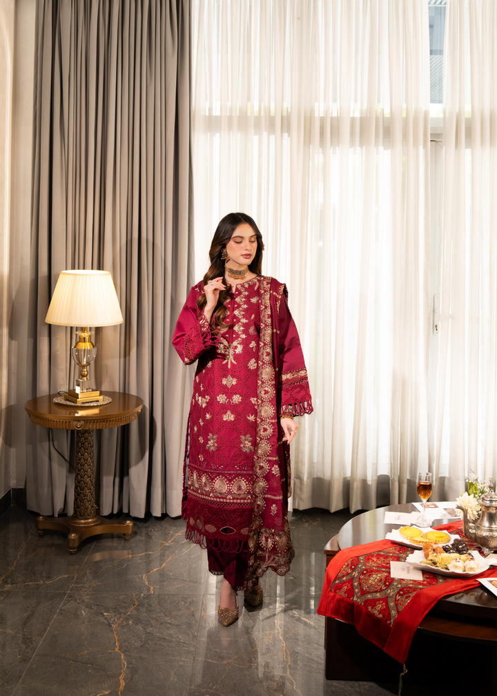 Aria By Meerak RTW Embroidered Lawn 3 Piece Suit Blush Festive Collection
