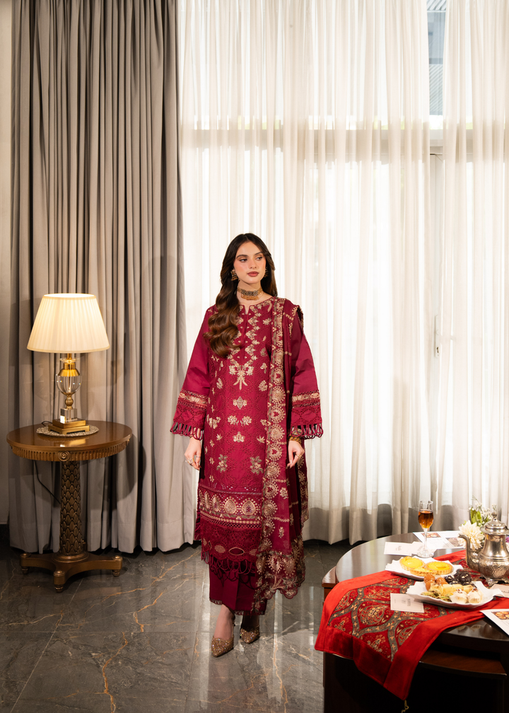 Aria By Meerak RTW Embroidered Lawn 3 Piece Suit Blush Festive Collection
