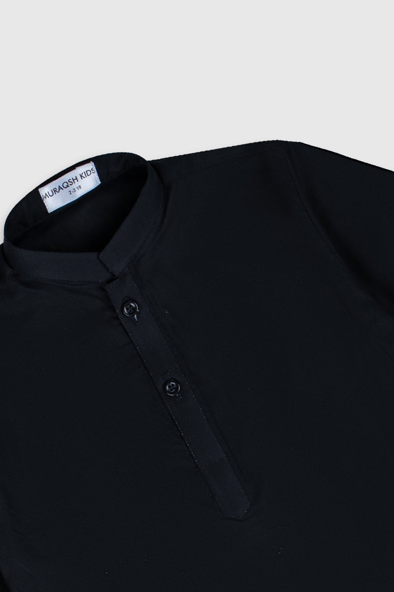 Muraqsh Ready To Wear Solids Cotton Boys Black Kurta Trouser MUR-BSCKT - Summer Collection