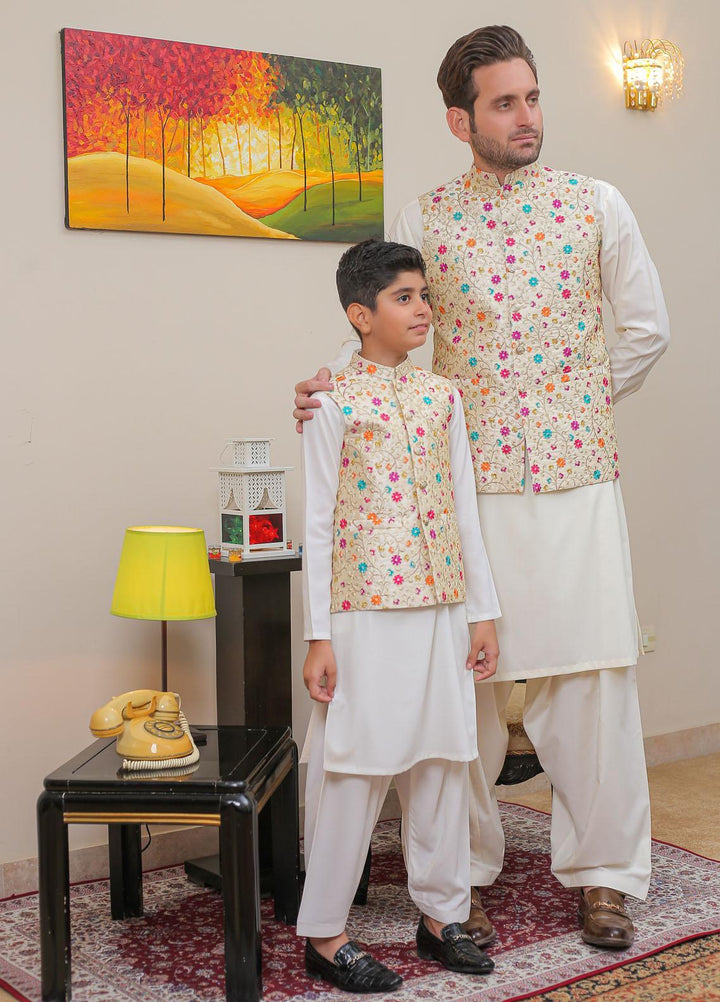 Real Image Raw Silk Formal Waistcoat for Men -  OW - 017 Pearl Multi