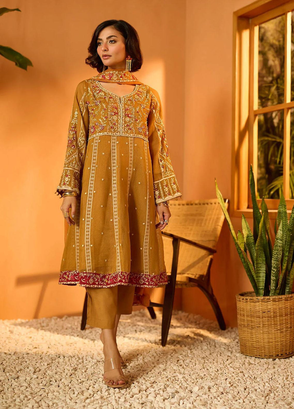 Dhanak Pret   3 Piece Suit DL-0226 YELLOW