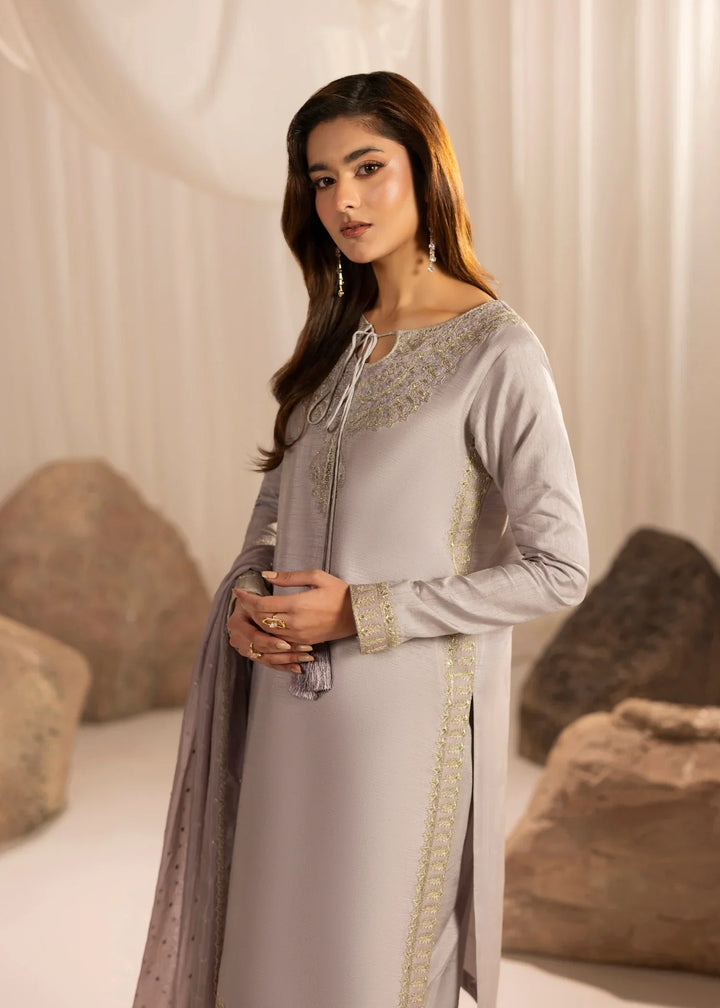 Silk Atelier by Jamni RTW Embroidered Korean Silk 3 Piece Suit DUSTY BLUSH Festive Collection