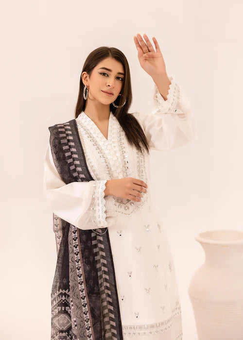 Ravish by Ruby Suleiman Women Pret 3 Piece Cotton Net White Mirror - Summer Collection