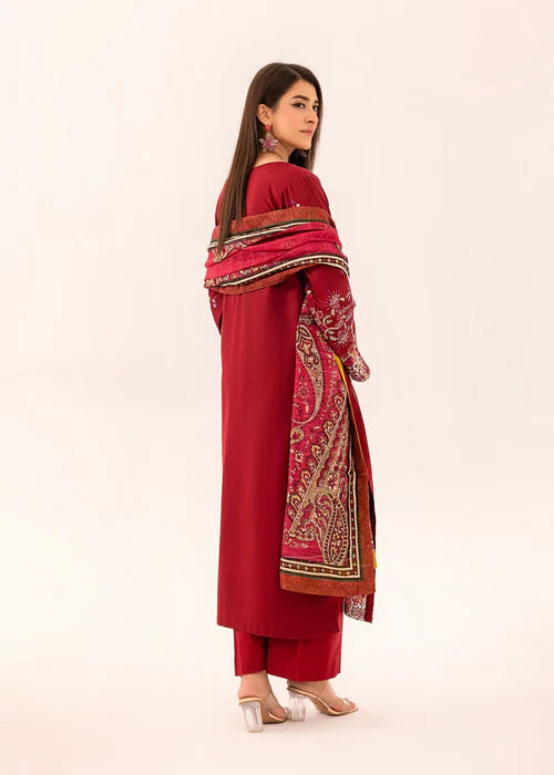 Ghour e Nayab by Ruby Suleiman Pret Lawn Suits 3 Piece Rose Rouge - Festive Collection