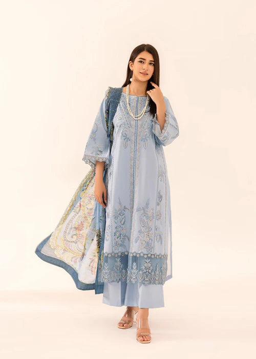 Ghour e Nayab by Ruby Suleiman Pret Lawn Suits 3 Piece Aqua Bloom - Festive Collection