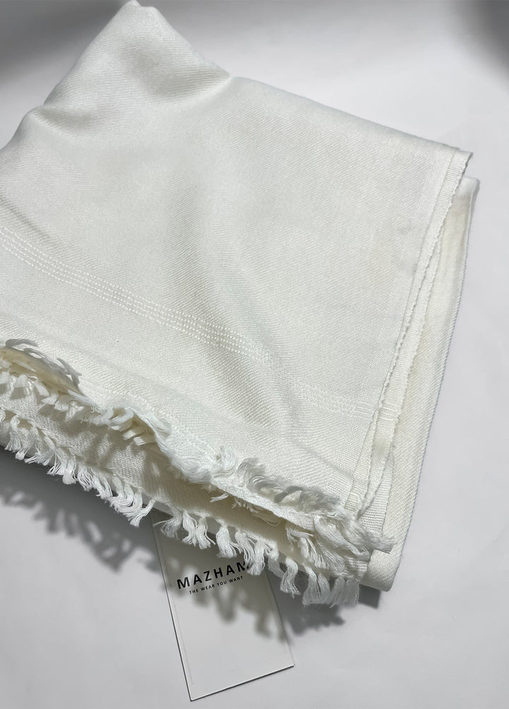 Mazham Wool Shawl Unstitched Off White Wool - Winter Collection