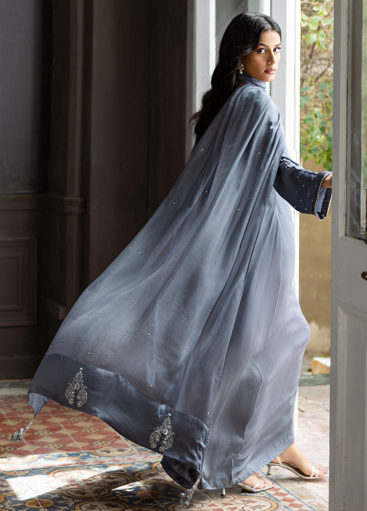 Elara by Mavie Women Pret Shamose Silk Slate - Festive Collection