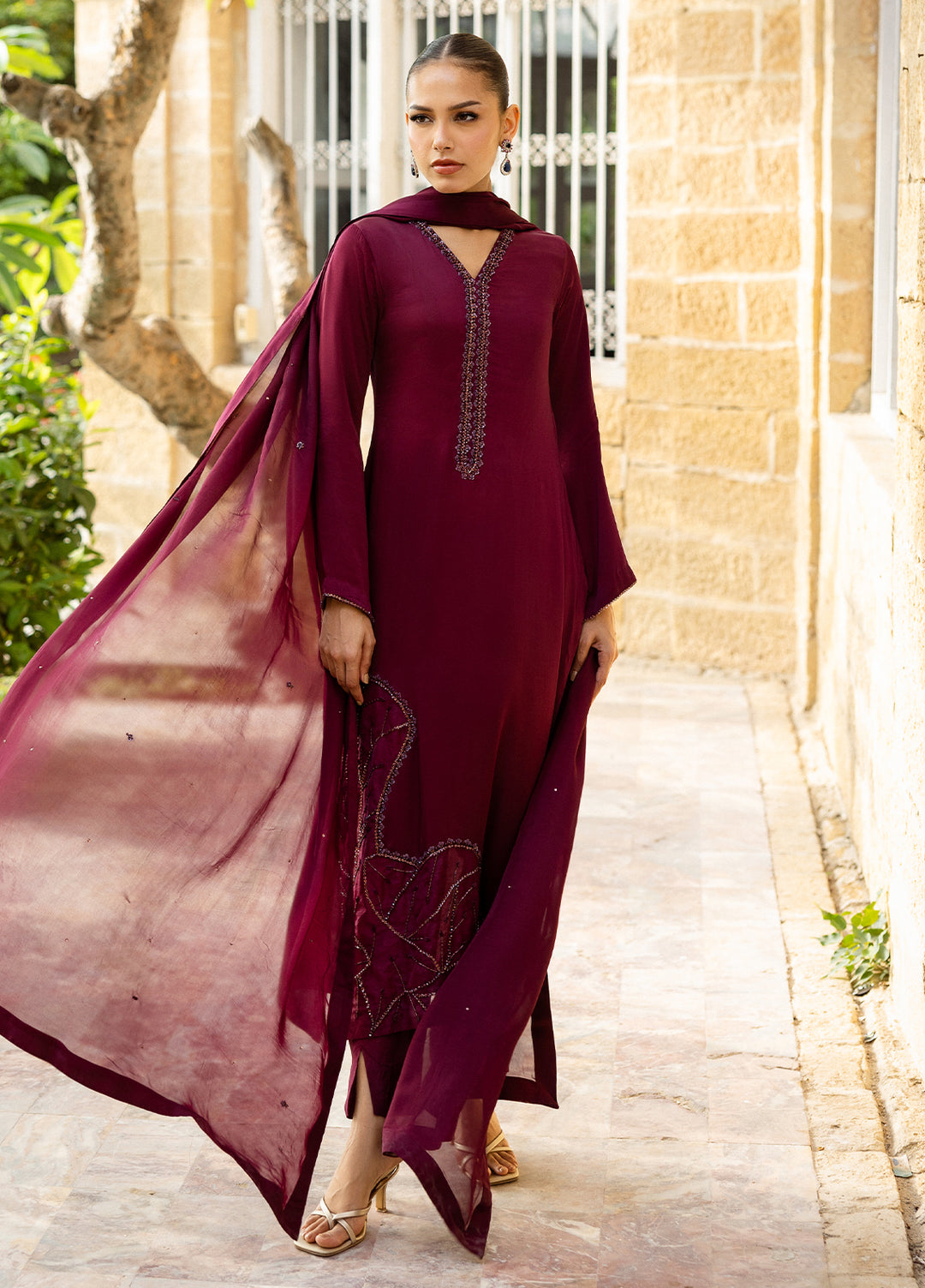 Elara by Mavie Women Pret Shamose Silk Vinya - Festive Collection