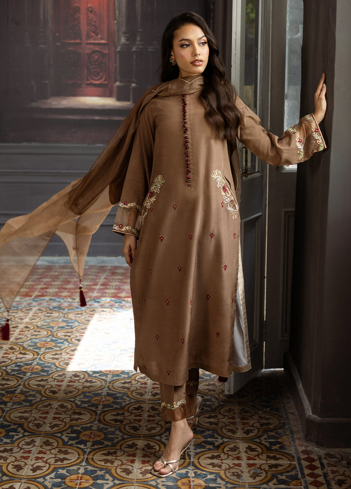 Elara by Mavie Women Pret Ramen Silk Taupe - Festive Collection